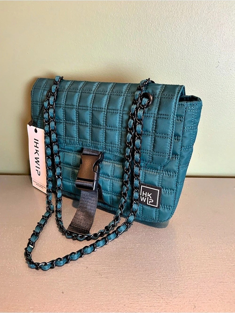 IH KIWIP Quilted Flap Convertible Shoulder Bag Quilted Shoulder Bag in Blue NWT